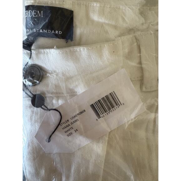 Universal Standard x Erdem Hana Wide Leg Jeans 24 NWT White Cropped Fray - Picture 6 of 6